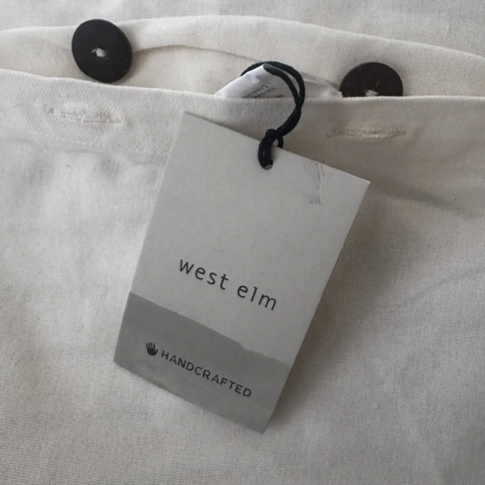 NWT West Elm 100% Cotton‎ Handcrafted Black & White Geometric Pillow Cover 14x36